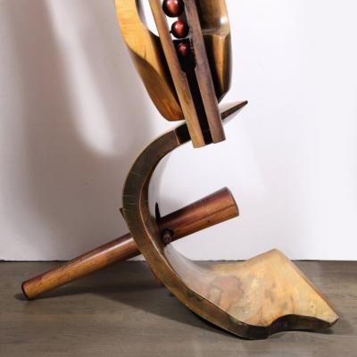 Mid Century Modernist Hand Carved Walnut Oak Dowel Pierced Amorphic Sculpture