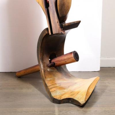 Mid Century Modernist Hand Carved Walnut Oak Dowel Pierced Amorphic Sculpture