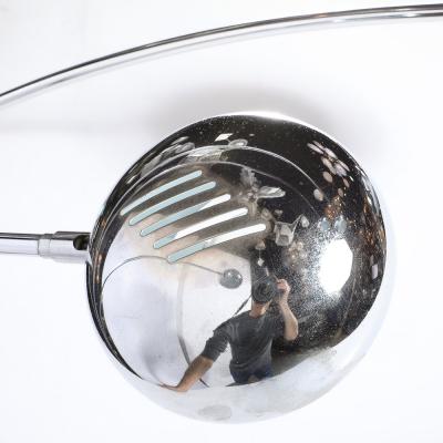 Mid Century Modernist Hydra Articulating Floor Lamp in Chrome and Marble