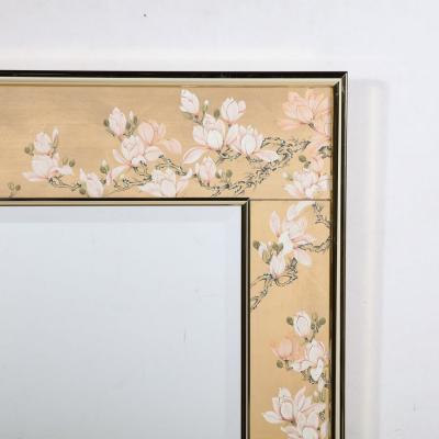 Mid Century Modernist Labarge Gilt Eglomise Brass Mirror signed J Jacobusse