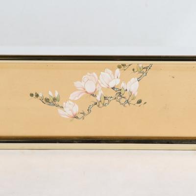 Mid Century Modernist Labarge Gilt Eglomise Brass Mirror signed J Jacobusse