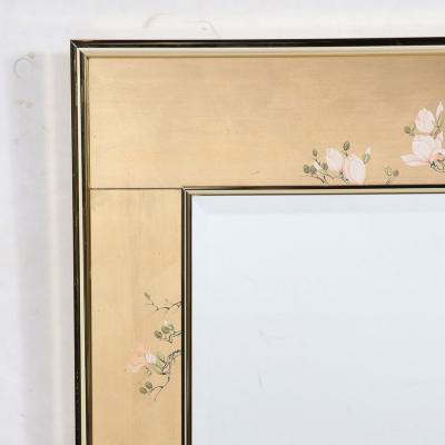 Mid Century Modernist Labarge Gilt Eglomise Brass Mirror signed J Jacobusse