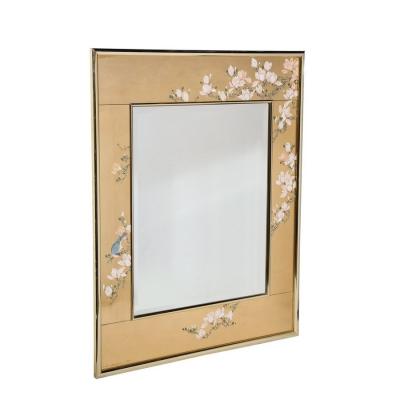 Mid Century Modernist Labarge Gilt Eglomise Brass Mirror signed J Jacobusse