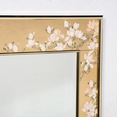 Mid Century Modernist Labarge Gilt Eglomise Brass Mirror signed J Jacobusse