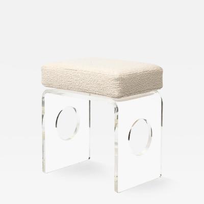 Mid Century Modernist Lucite Stool In Holly Hunt Boucle