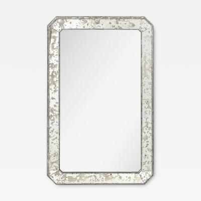 Mid Century Modernist Minimal Mirror with Antiqued Border