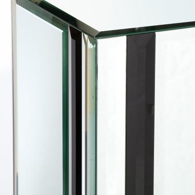 Mid Century Modernist Mirrored Pedestal with Alternating Vitrolite Strips