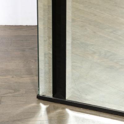 Mid Century Modernist Mirrored Pedestal with Alternating Vitrolite Strips