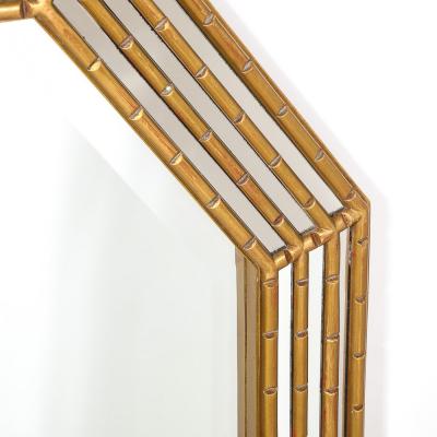 Mid Century Modernist Octagonal Tiered Segmented Giltwood Mirror