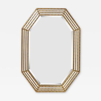 Mid Century Modernist Octagonal Tiered Segmented Giltwood Mirror