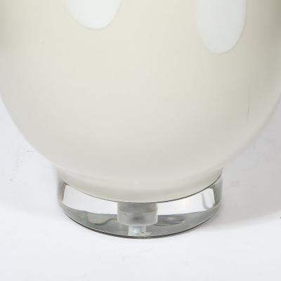 Mid Century Modernist Off White Ceramic Table Lamps with Graphic Splash Motif