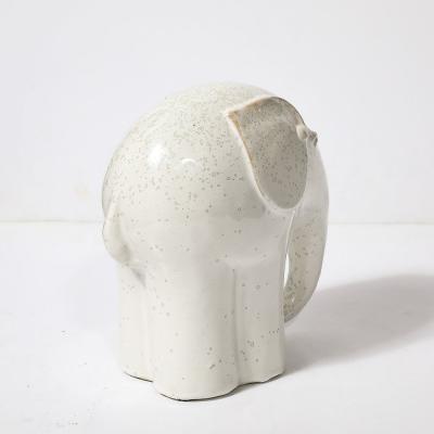 Mid Century Modernist Off White Glazed Terracotta Elephant Sculpture