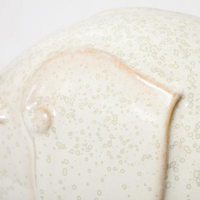 Mid Century Modernist Off White Glazed Terracotta Elephant Sculpture