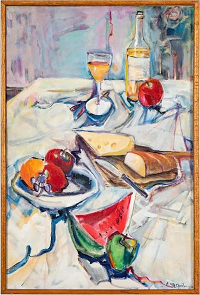 Mid Century Modernist Oil Painting by Albert Martin Goldman