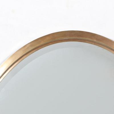 Mid Century Modernist Oval Mirror with Polished Brass Frame