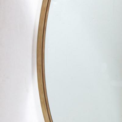 Mid Century Modernist Oval Mirror with Polished Brass Frame