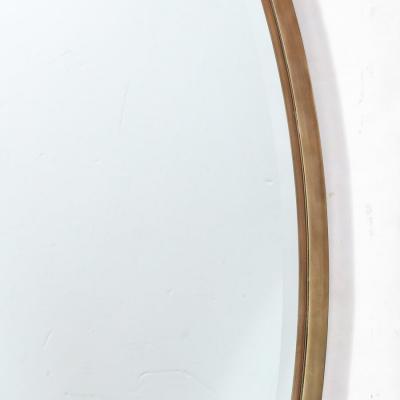 Mid Century Modernist Oval Mirror with Polished Brass Frame