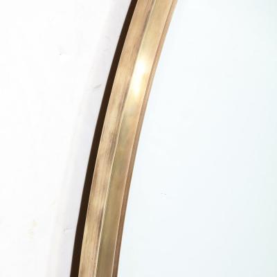 Mid Century Modernist Oval Mirror with Polished Brass Frame