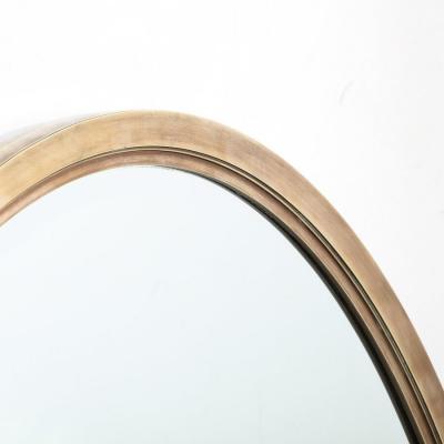 Mid Century Modernist Oval Mirror with Polished Brass Frame