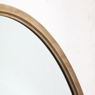Mid Century Modernist Oval Mirror with Polished Brass Frame