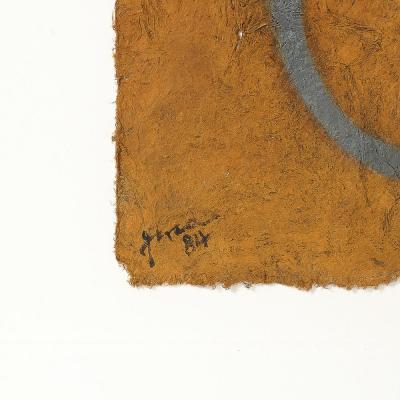 Mid Century Modernist Painting of Ouroboroses in Gouache on Natural Fiber Paper