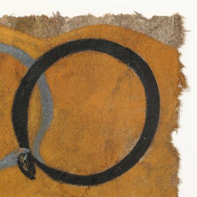 Mid Century Modernist Painting of Ouroboroses in Gouache on Natural Fiber Paper