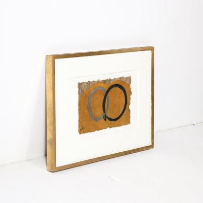 Mid Century Modernist Painting of Ouroboroses in Gouache on Natural Fiber Paper