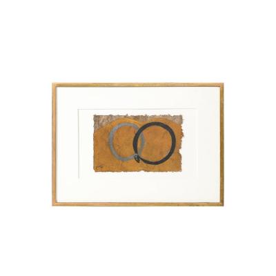 Mid Century Modernist Painting of Ouroboroses in Gouache on Natural Fiber Paper