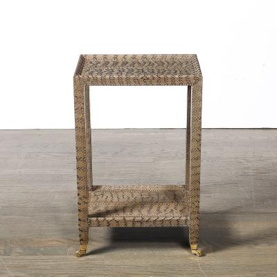 Mid Century Modernist Python Side Table with Brass Castors by Karl Springer