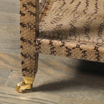 Mid Century Modernist Python Side Table with Brass Castors by Karl Springer