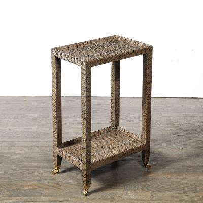 Mid Century Modernist Python Side Table with Brass Castors by Karl Springer