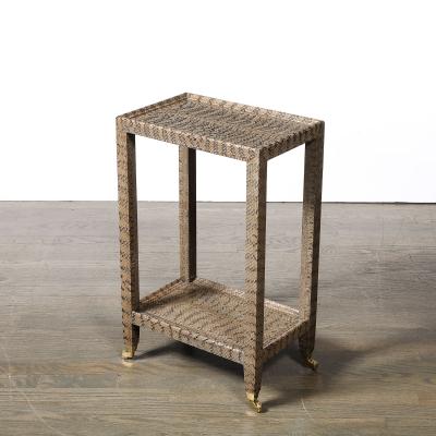 Mid Century Modernist Python Side Table with Brass Castors by Karl Springer
