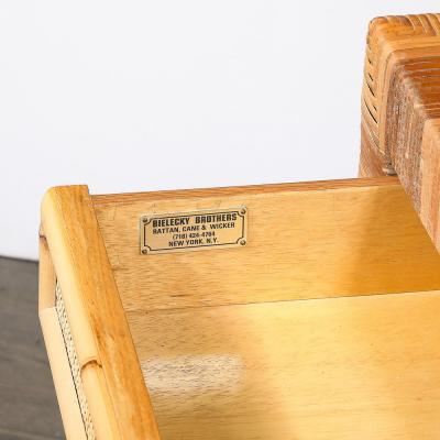 Mid Century Modernist Rattan Bamboo Wrapped Desk signed Bielecky Brothers