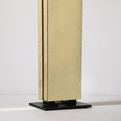Mid Century Modernist Rectilinear Floor Lamp in Brass Black Enamel