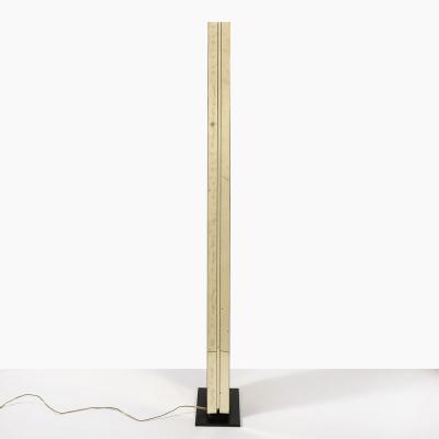 Mid Century Modernist Rectilinear Floor Lamp in Brass Black Enamel