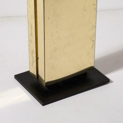 Mid Century Modernist Rectilinear Floor Lamp in Brass Black Enamel