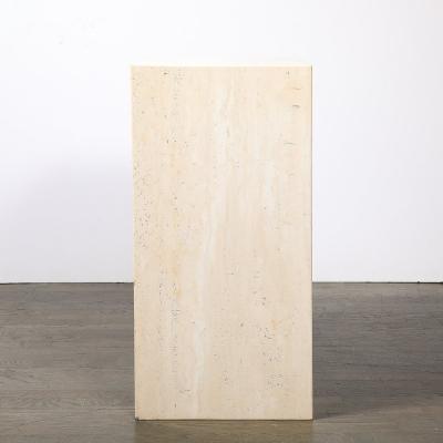 Mid Century Modernist Rectilinear Minimal Travertine Pedestal