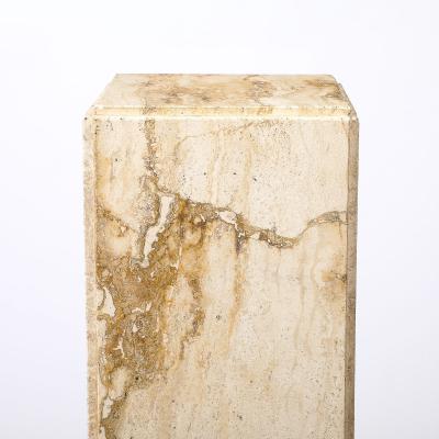 Mid Century Modernist Rectilinear Travertine Pedestal with Stepped Detailing