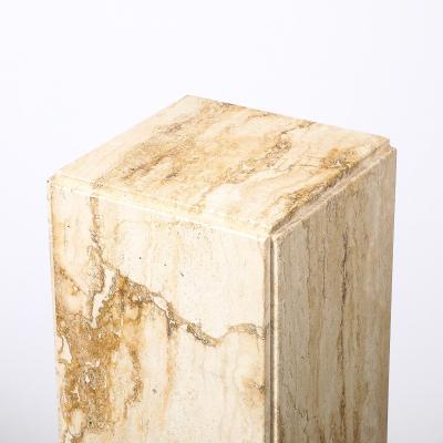 Mid Century Modernist Rectilinear Travertine Pedestal with Stepped Detailing