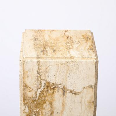 Mid Century Modernist Rectilinear Travertine Pedestal with Stepped Detailing