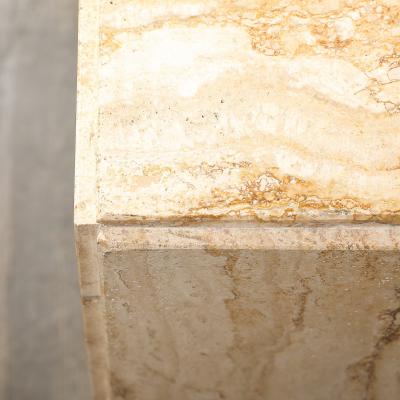 Mid Century Modernist Rectilinear Travertine Pedestal with Stepped Detailing