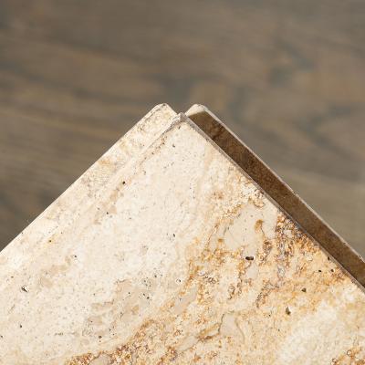 Mid Century Modernist Rectilinear Travertine Pedestal with Stepped Detailing