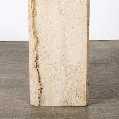 Mid Century Modernist Rectilinear Travertine Pedestal with Stepped Detailing