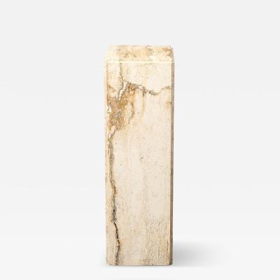 Mid Century Modernist Rectilinear Travertine Pedestal with Stepped Detailing