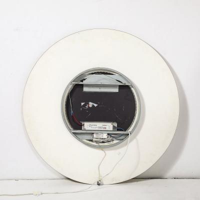 Mid Century Modernist Round 24 Karat Gold Leaf Illuminated Murano Glass Mirror