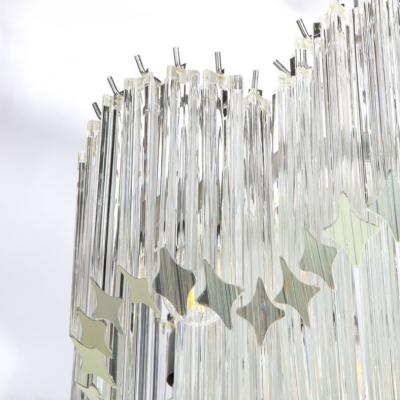 Mid Century Modernist Scalloped Four Tier Cut Triedre Crystal Camer Chandelier