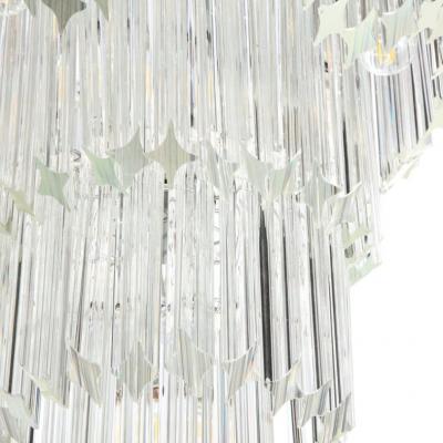 Mid Century Modernist Scalloped Four Tier Cut Triedre Crystal Camer Chandelier