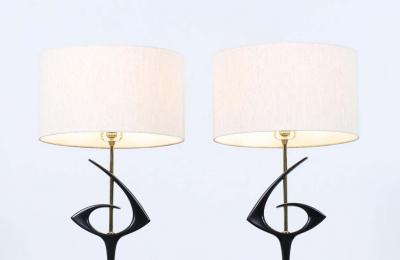 Mid Century Modernist Sculpted Brass Table Lamps