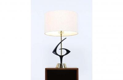 Mid Century Modernist Sculpted Brass Table Lamps