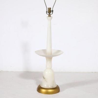 Mid Century Modernist Sculptural Balustrade Form Table Lamp in Carrera Marble